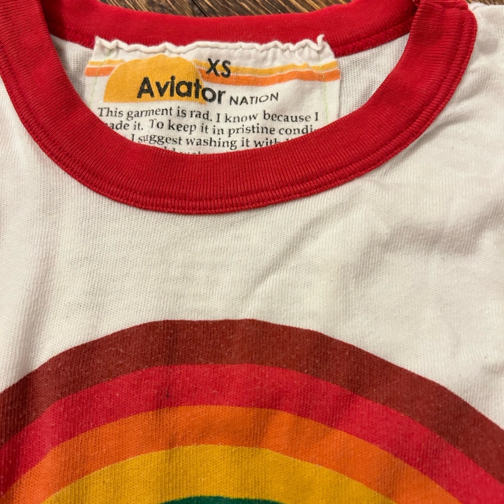 Aviator Nation Rainbow Venice Boyfriend Ringer Tshirt- great condition